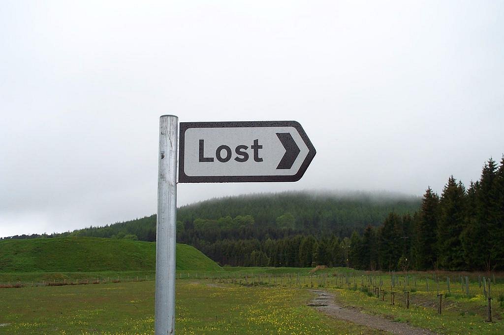 Signpost for the village of Lost in my old Aberdeenshire neck of the woods.