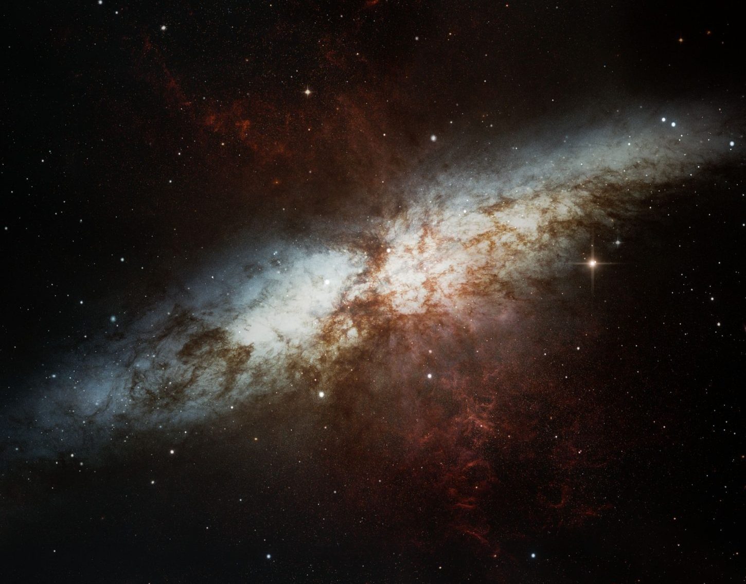 A galaxy in a vast empty void in space